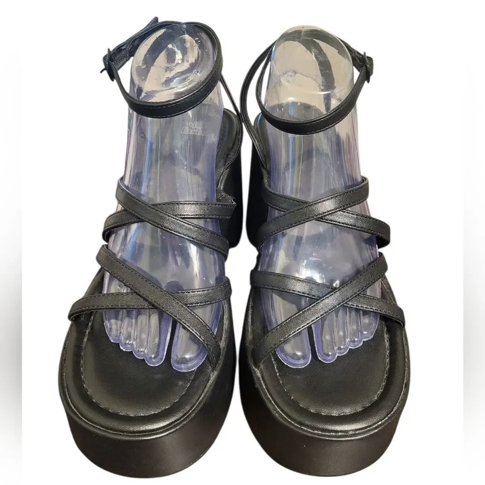 Wild Fable Black Strappy Platform Vegan Leather Womens Sandals, Size 9.5 NEW - Picture 8 of 12